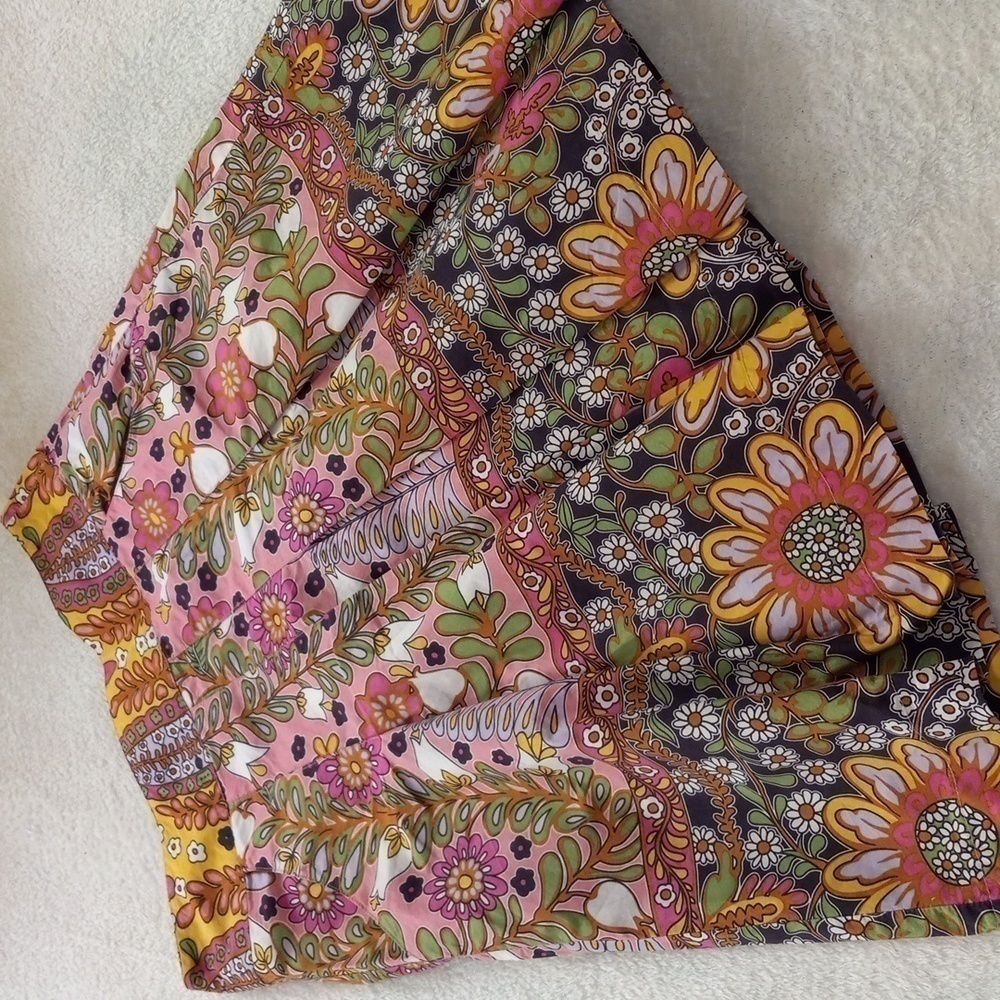 Cabi Multicolored Bohemian Floral A-line Pleated Pocket Skirt